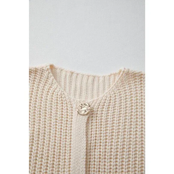 NWT ESME Cream Sleeveless Sweater Knit Vest With Gold Buttons - Picture 6 of 11